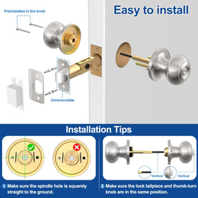 AEEKEL privacy door knob with emergency unlock hole for quick exterior access.