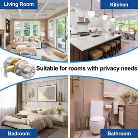 AEEKEL privacy knob highlighting adjustable latch for different door thicknesses.