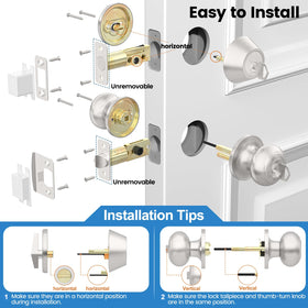 AEEKEL reversible door knob installation fits left- or right-handed doors.