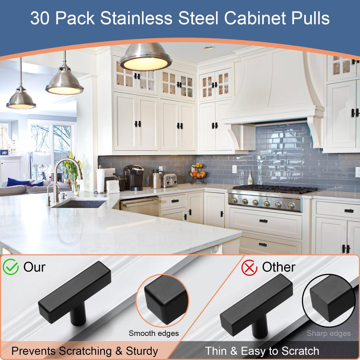 AEEKEL square knob close-up edge highlights smooth edges to prevent scratches during use
