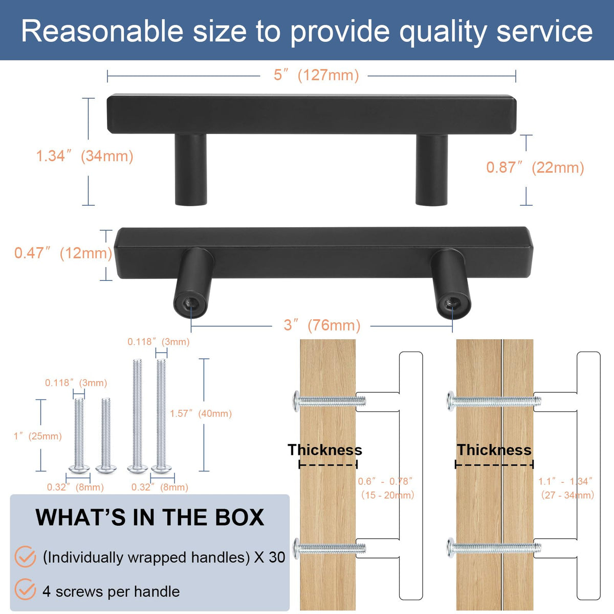 Individually packaged cabinet pulls with screws for secure mounting