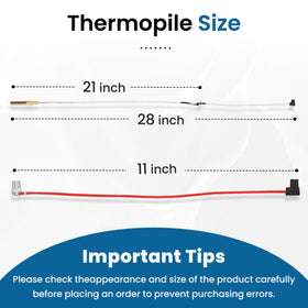 Aekops 21 inch thermopile length visual for proper fit.