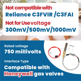 Aekops thermopile installation diagram focusing on pilot assembly and gas valve.