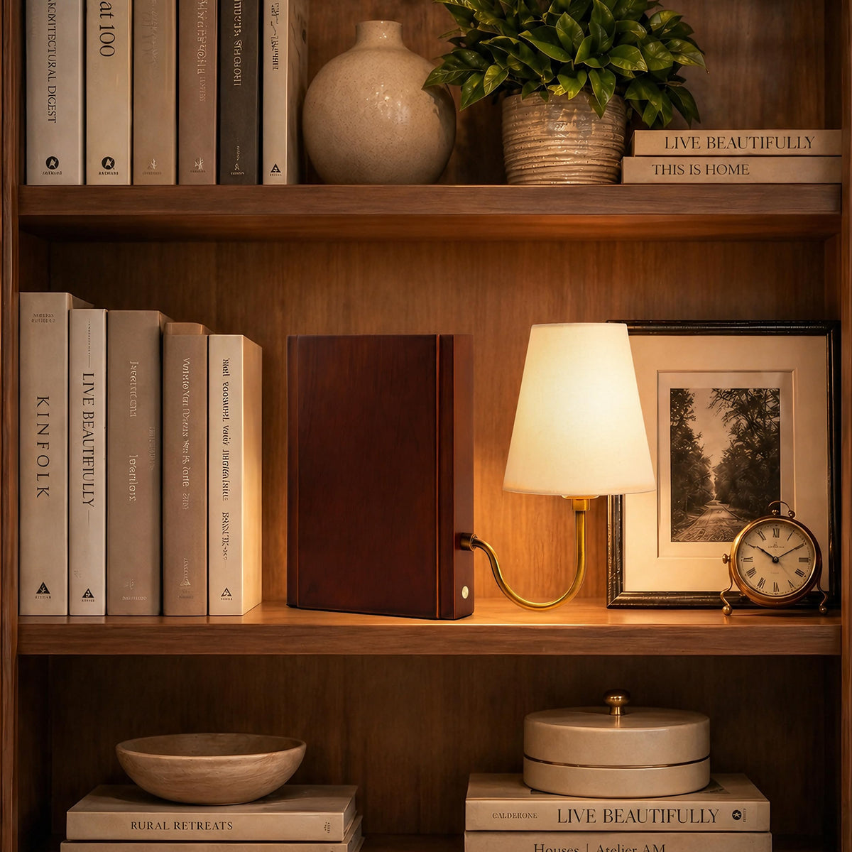 AELS lamp in a small reading nook, highlighting a cozy space.