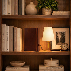 AELS lamp in a small reading nook, highlighting a cozy space.