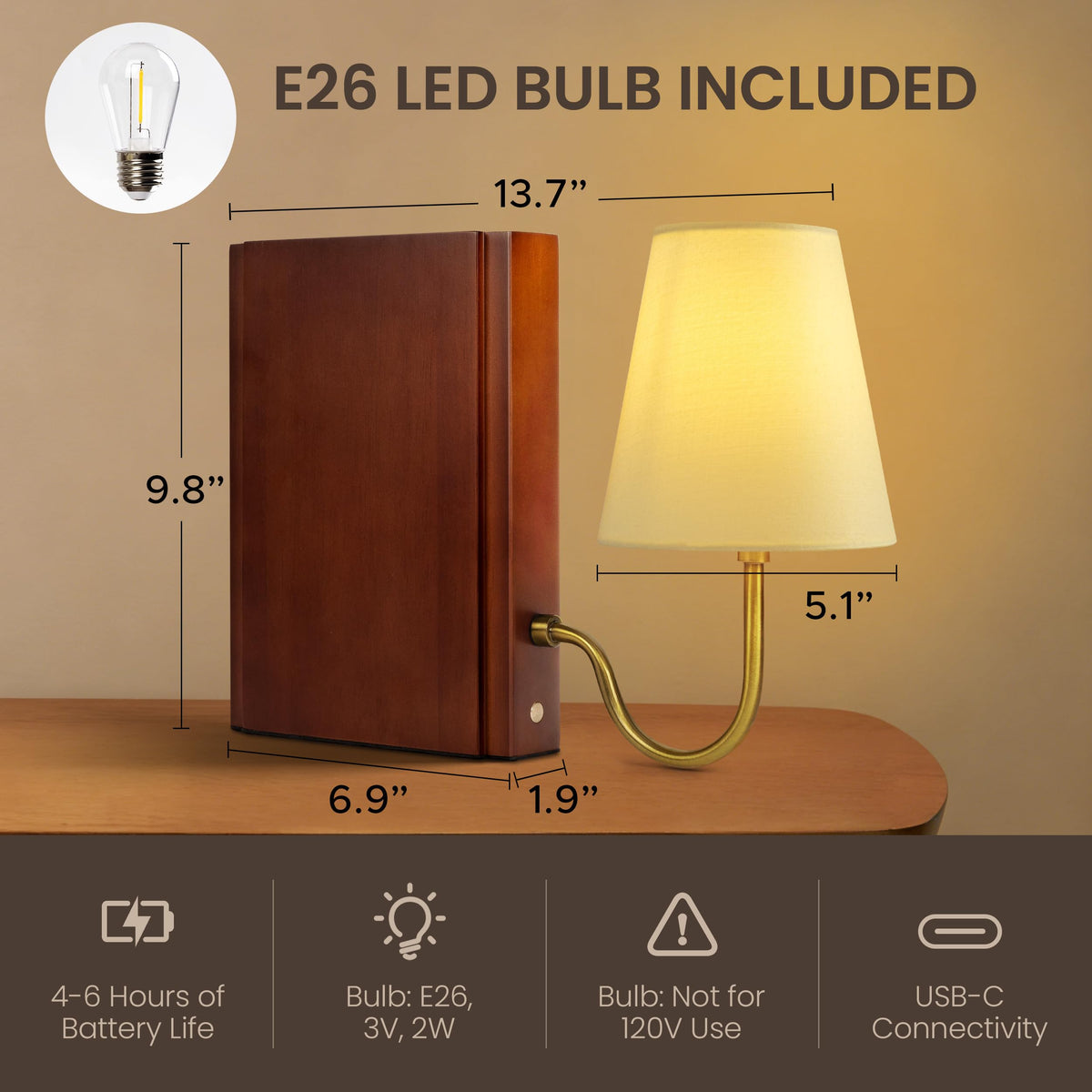 AELS linen shade on the lamp creates soft, cozy lighting for reading.