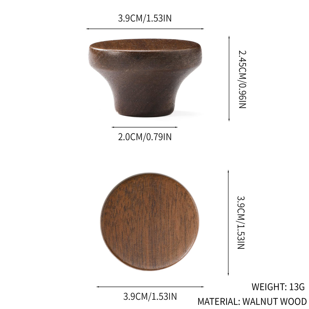 AENZOOY walnut mushroom handle 39mm versatile wardrobe upgrade.