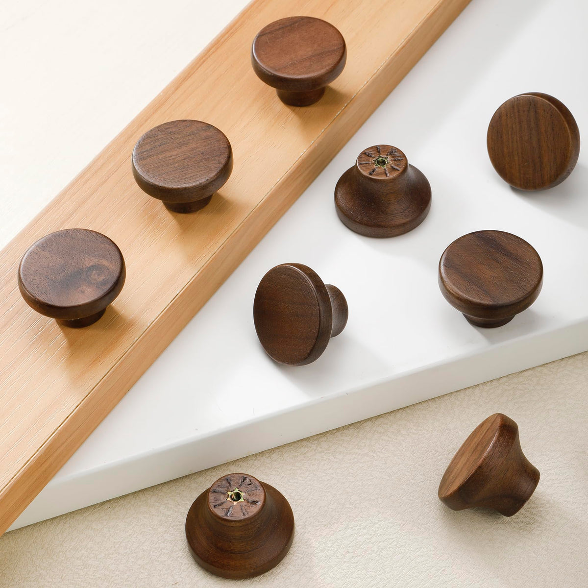 AENZOOY walnut octagon handle 39mm adds rustic charm.