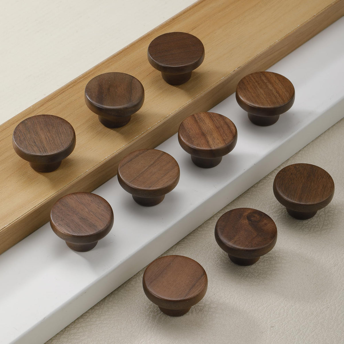 AENZOOY walnut round handle 39mm for smooth dresser updates.