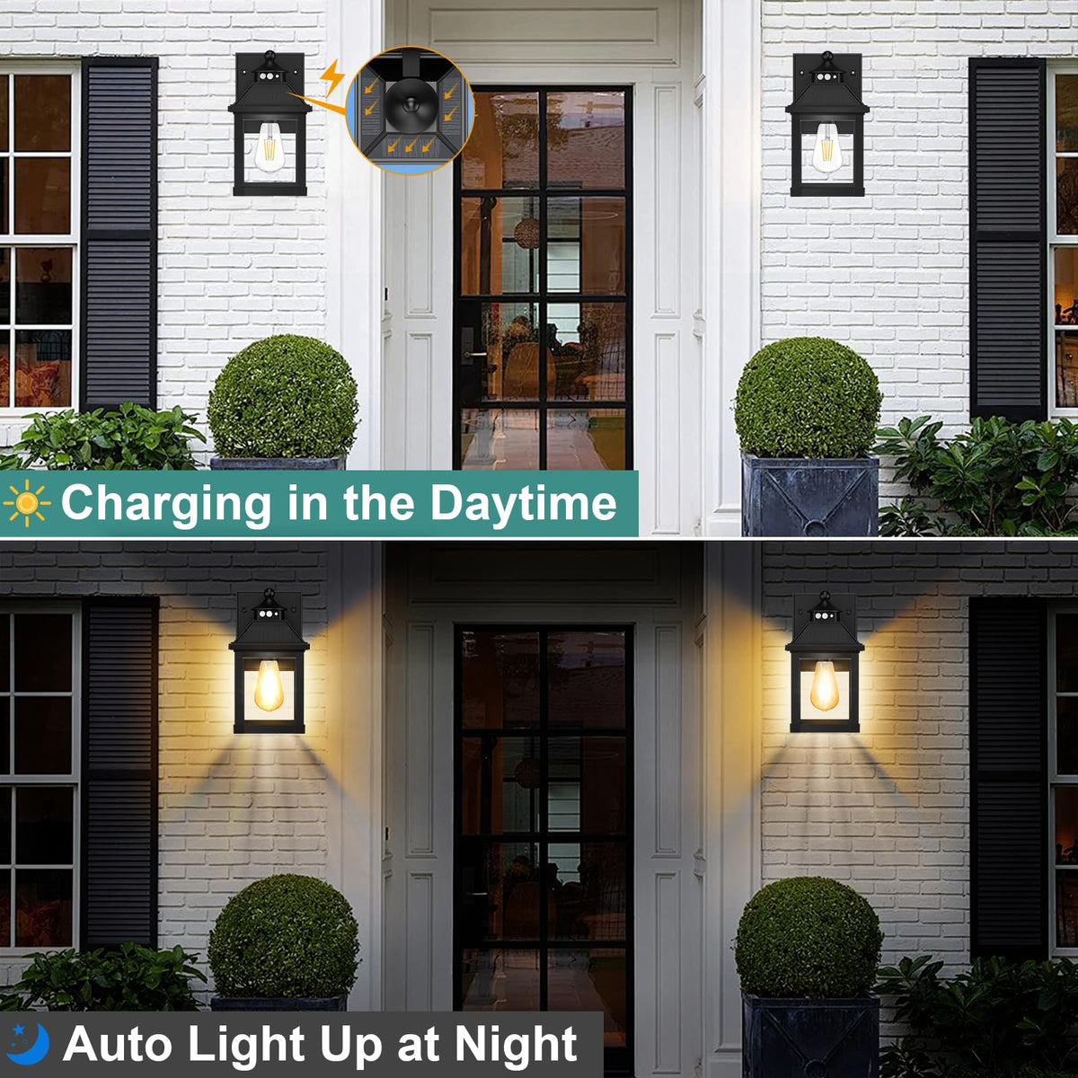 AEQ solar porch light on-wall mounting for easy setup