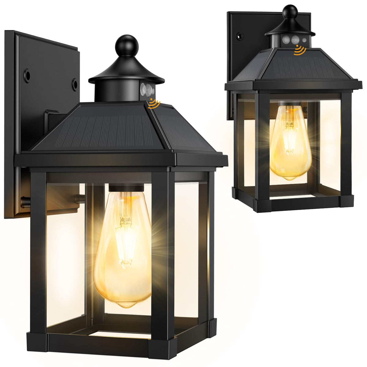 AEQ solar porch light front view with motion sensor for automatic illumination