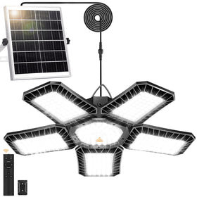 AEQ Solar Shed Light with 267 LED panels illuminates large outdoor spaces.