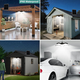 AEQ Solar Shed Light adjustable panels provide 120° angle for targeted illumination.
