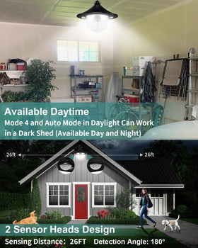 AEQ solar shed light installed indoors for versatile shed or garage illumination