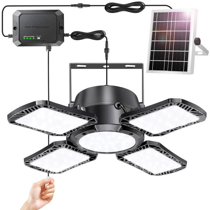 AEQ Solar Shed Lights pendant illuminating gazebo area