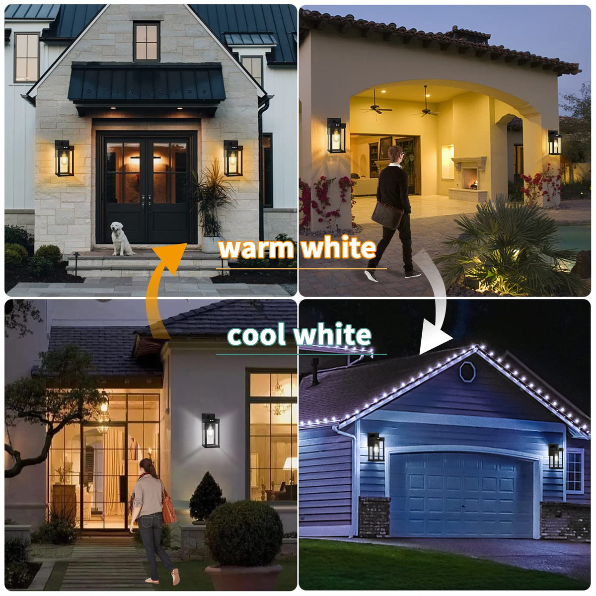 AEQ solar wall light uses E26 bulbs for flexible color options
