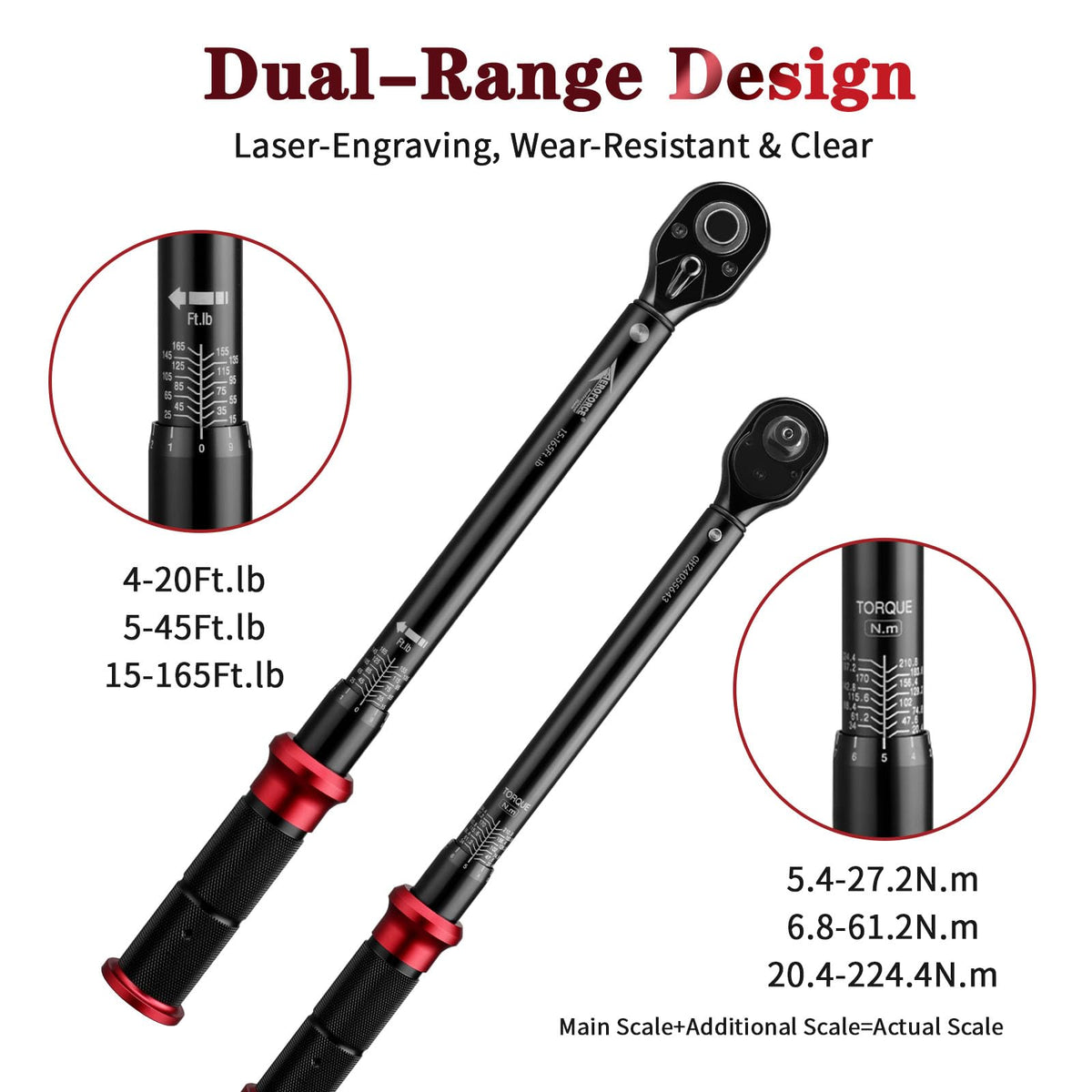 AEROFORCE 1/2 drive torque wrench supports car repair with wide torque range.