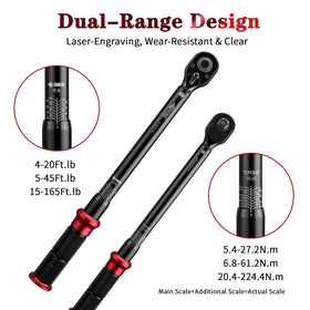 AEROFORCE 1/2 drive torque wrench supports car repair with wide torque range.