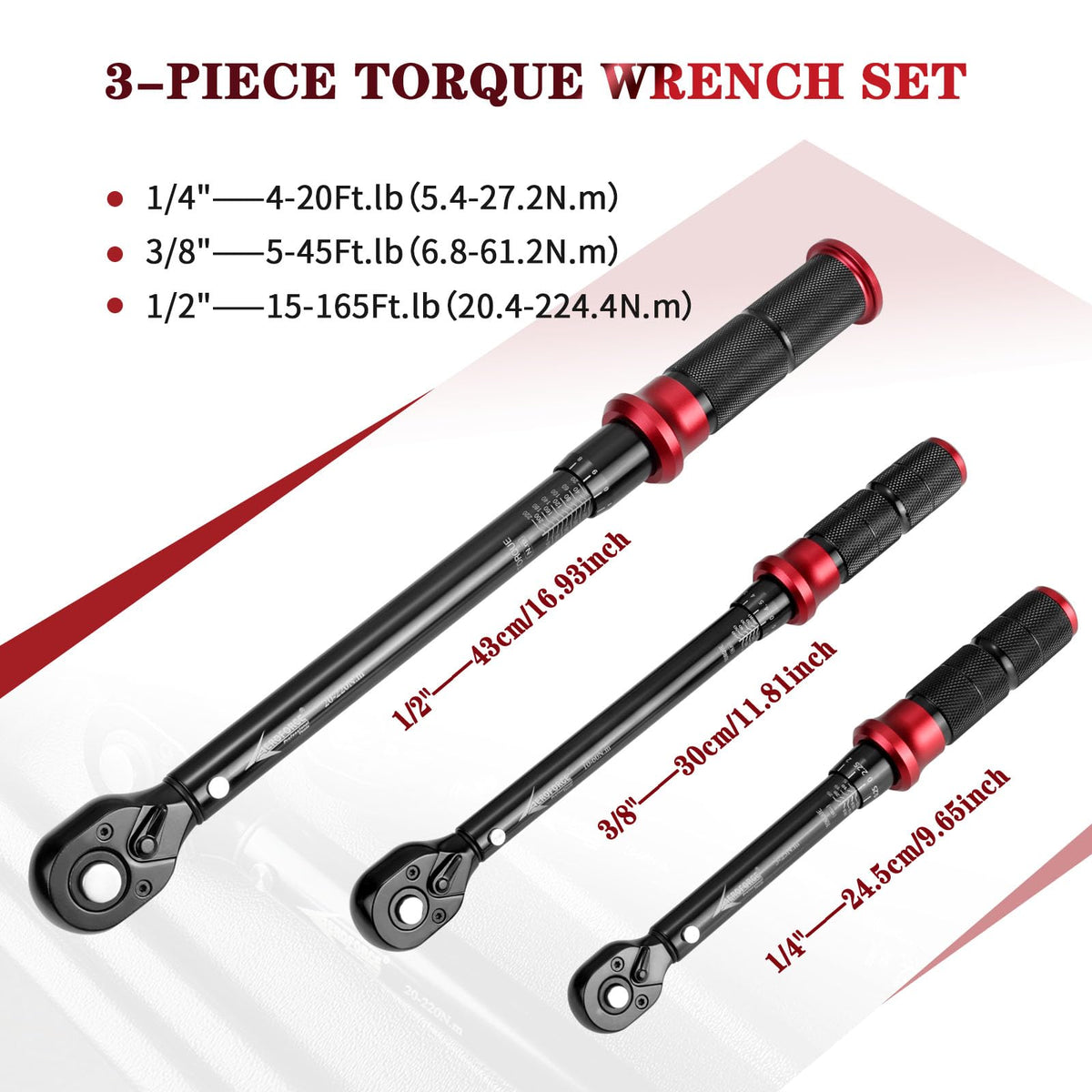 AEROFORCE 3/8 drive torque wrench with range ideal for motorcycle maintenance.