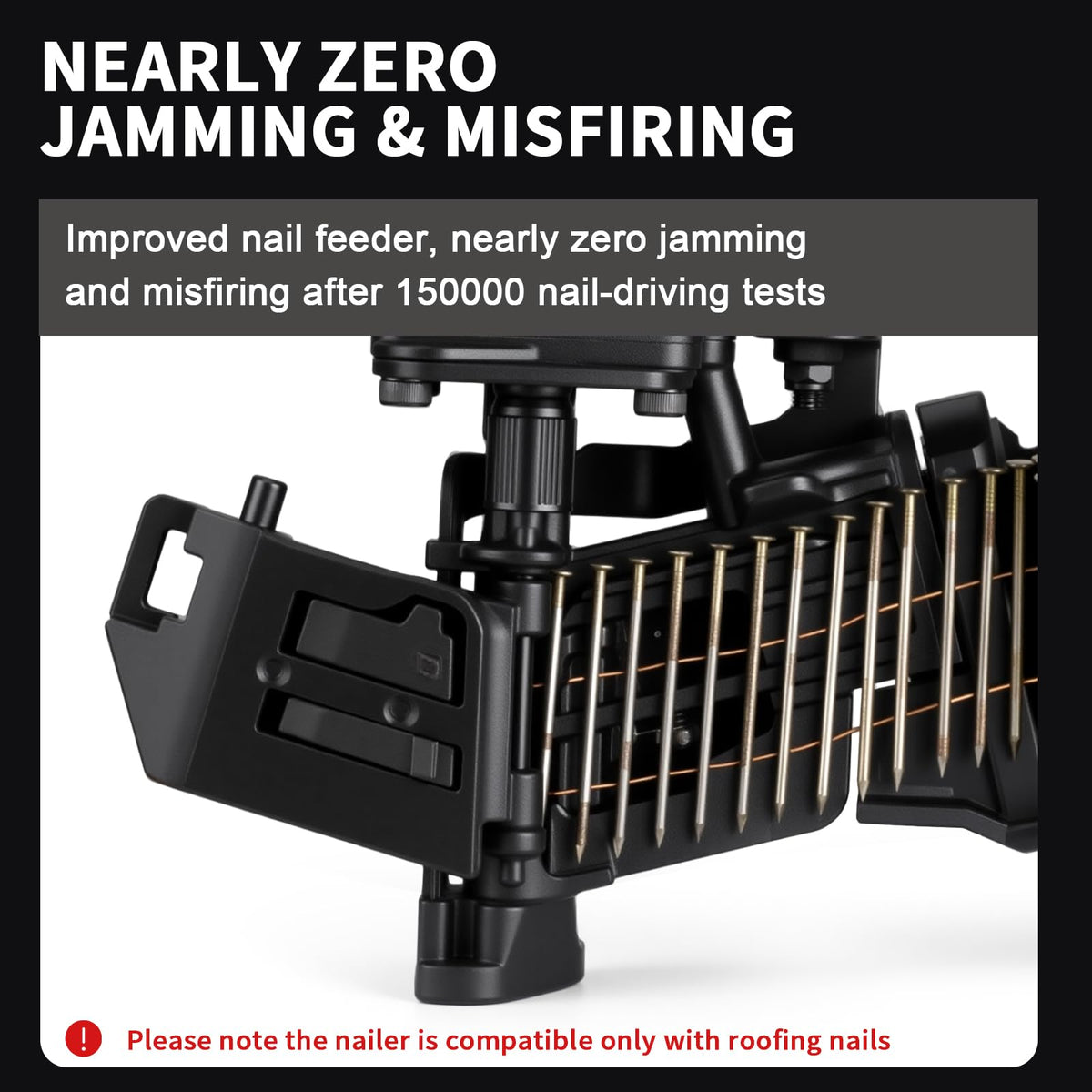 AEROPRO CN45RC depth-adjustment showcases tool-free control for various shingles.