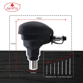 AEROPRO Palm Nailer ergonomic grip reduces fatigue during use.