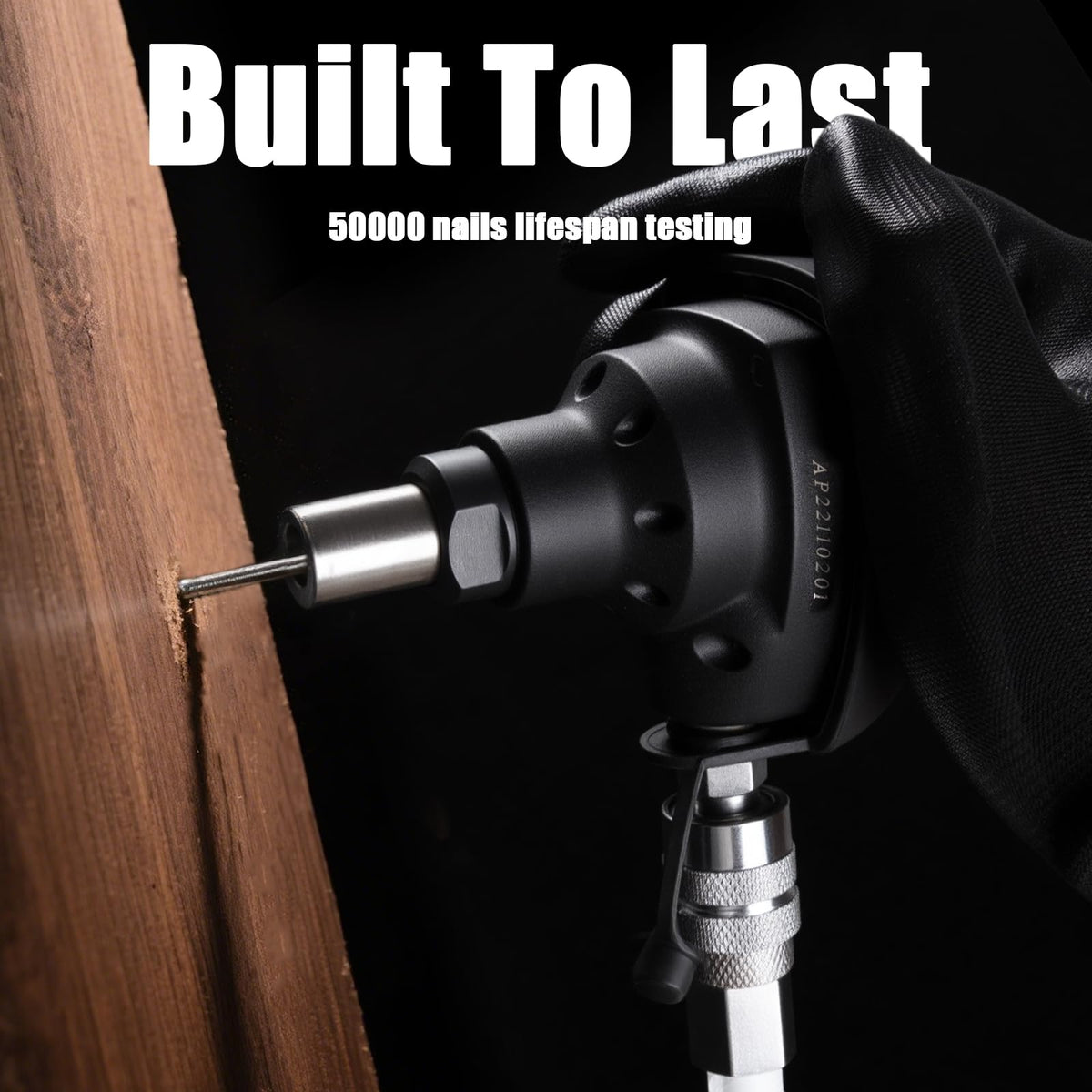 AEROPRO Palm Nailer magnetic nose holds nails securely during operation.
