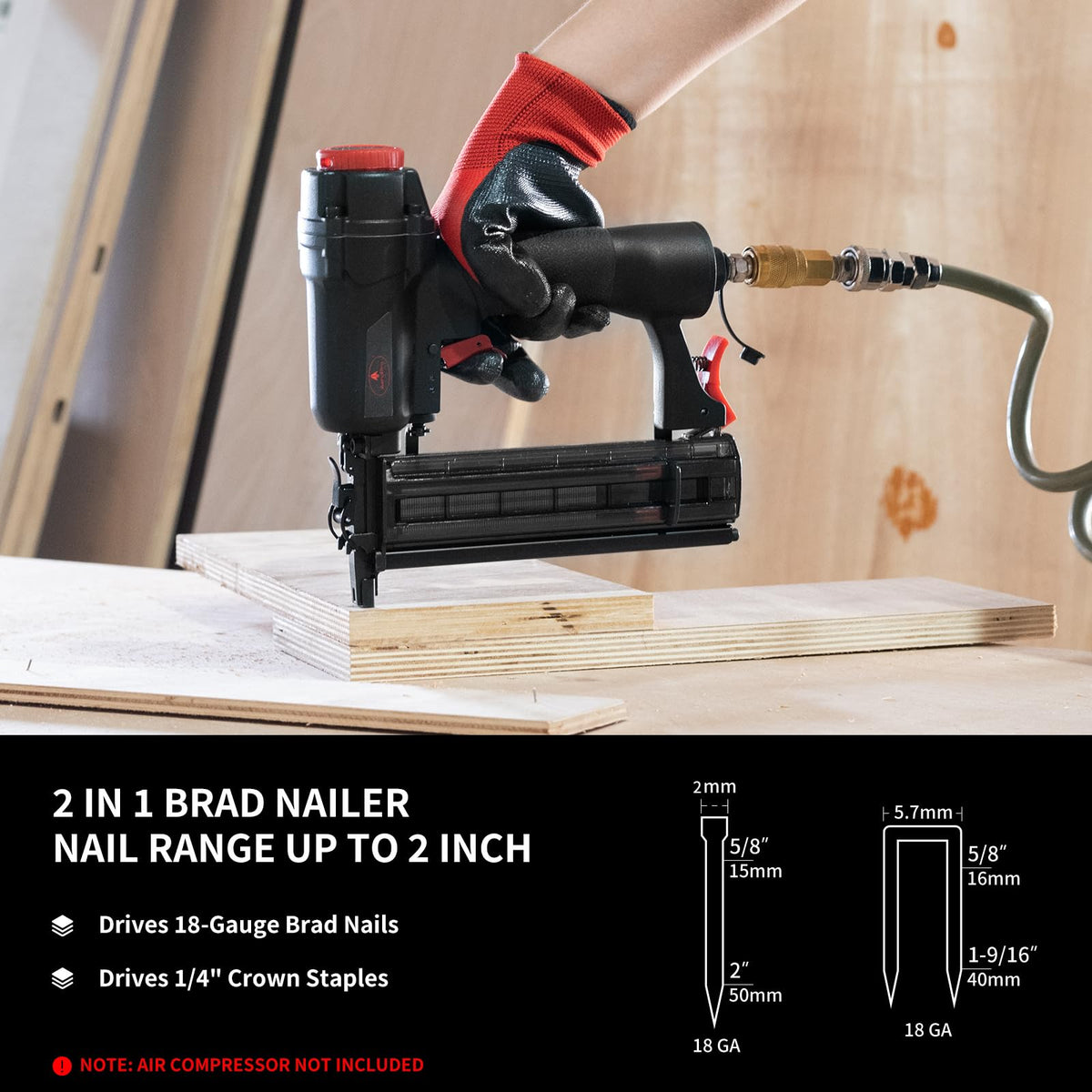 AEROPRO nailer magazine view, semitransparent chamber helps track remaining nails.