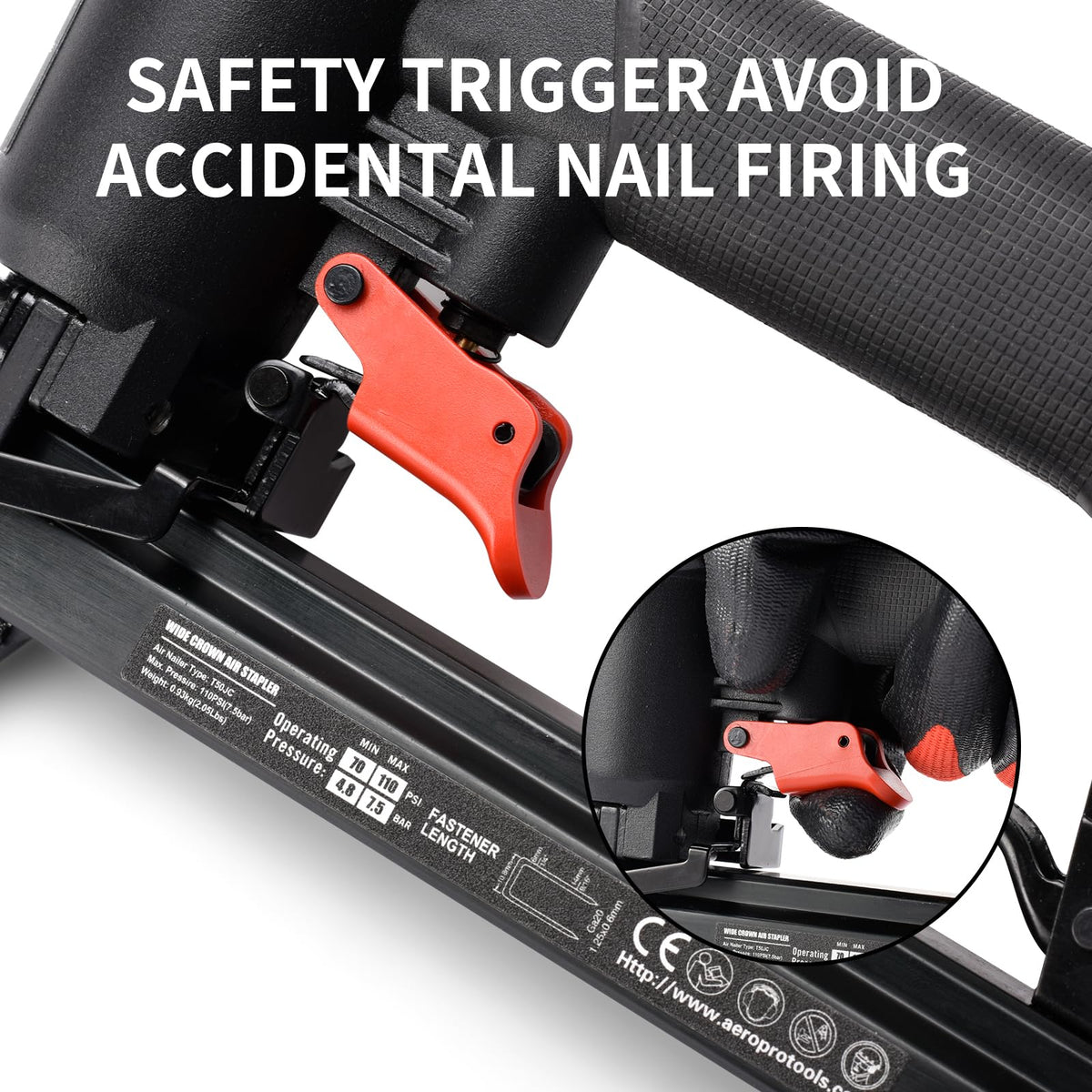 AEROPRO T50JC safety trigger enables controlled operation