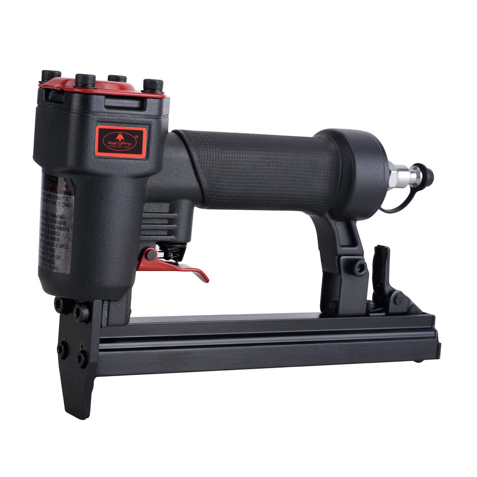 AEROPRO Tools 7116A air stapler front view, ideal for upholstery and lightweight trims.