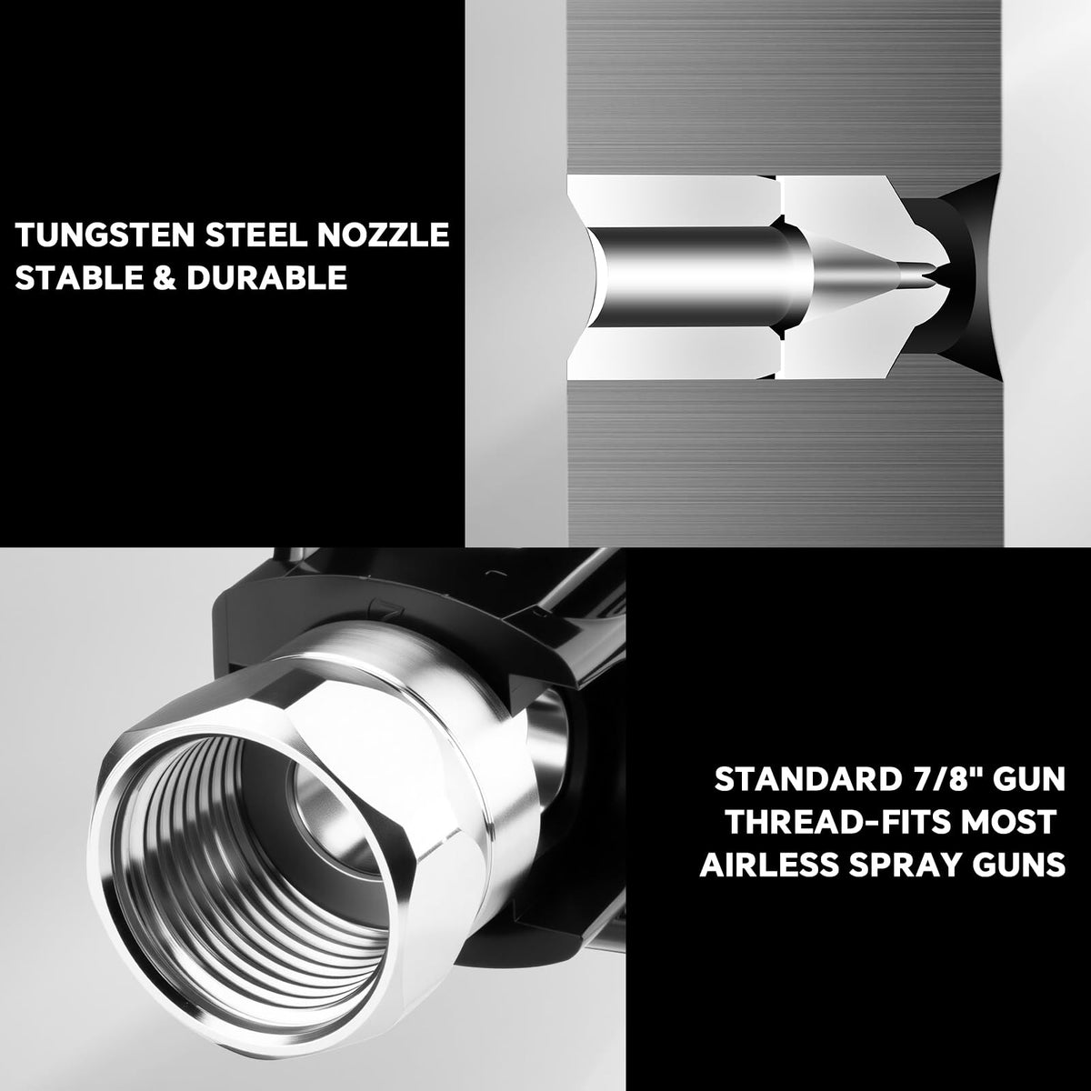 AEROPRO stainless steel tip guard adds durability for long-term use.