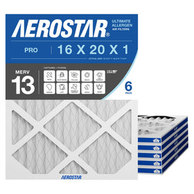 Aerostar 16x20x1 MERV 13 filter pack ready for installation, high-efficiency filtration.