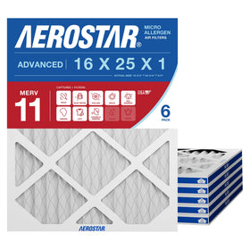 Aerostar 16x25x1 filter pack showing universal compatibility and high-efficiency filtration.