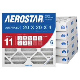 Aerostar MERV 11 pleated filter front view improves fit for HVAC units.