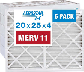 Aerostar 20x25x4 filter pack six-count for cleaner indoor air