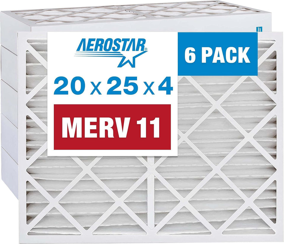 Aerostar 20x25x4 filter pack six-count for cleaner indoor air