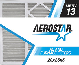 Aerostar 20x25x5 MERV 13 filter front view promotes cleaner indoor air