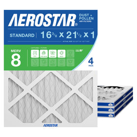 Aerostar actual size filter in frame, fits standard HVAC units for reliable airflow.