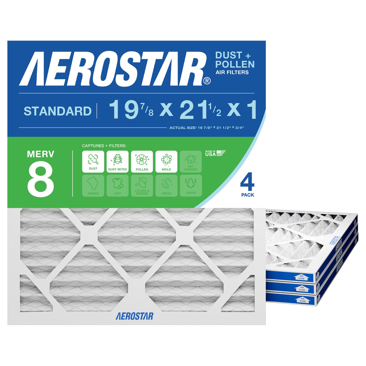 Aerostar 4-pack front view filter for easy replacement and maintenance.
