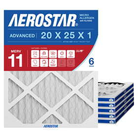 Aerostar universal-compatibility 20x25x1 filter fits many HVAC models for easy installation.