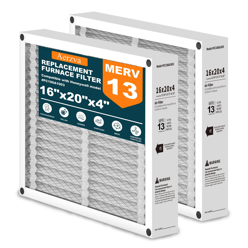 Aerzva 16x20x4 air filter front view for Honeywell FC100A1003, showing fit and airflow.