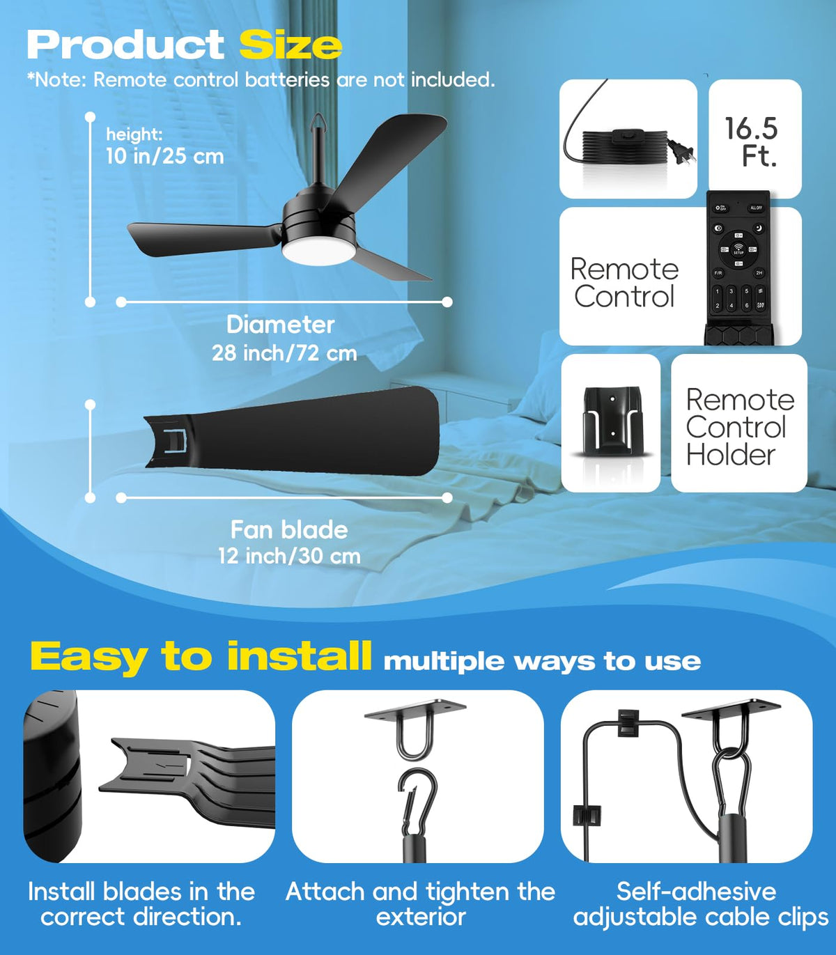 Aetherlume 16.5ft cord setup ideal for renters and temporary installations.