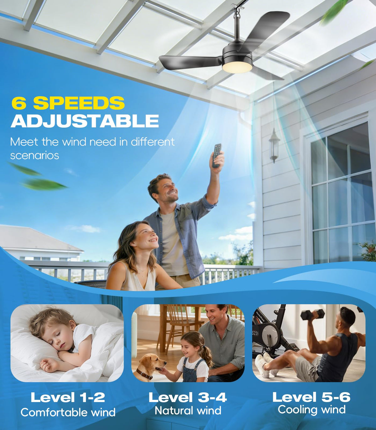 Aetherlume reversible motor enables seasonal airflow and energy efficiency.