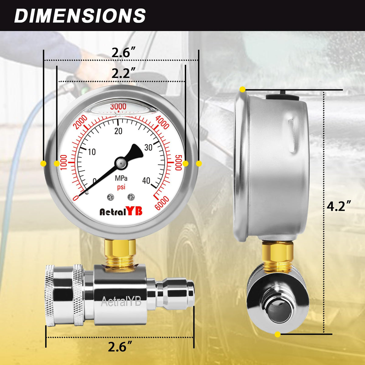 AetralYB dual scale gauge provides reliable MPa and PSI readings