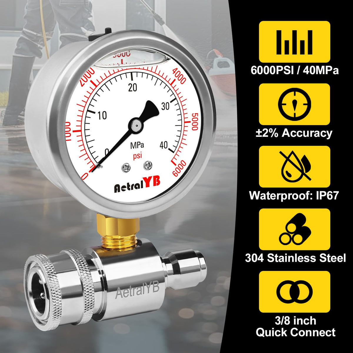 AetralYB quick connect 3/8 inch fitting enables fast secure attachment