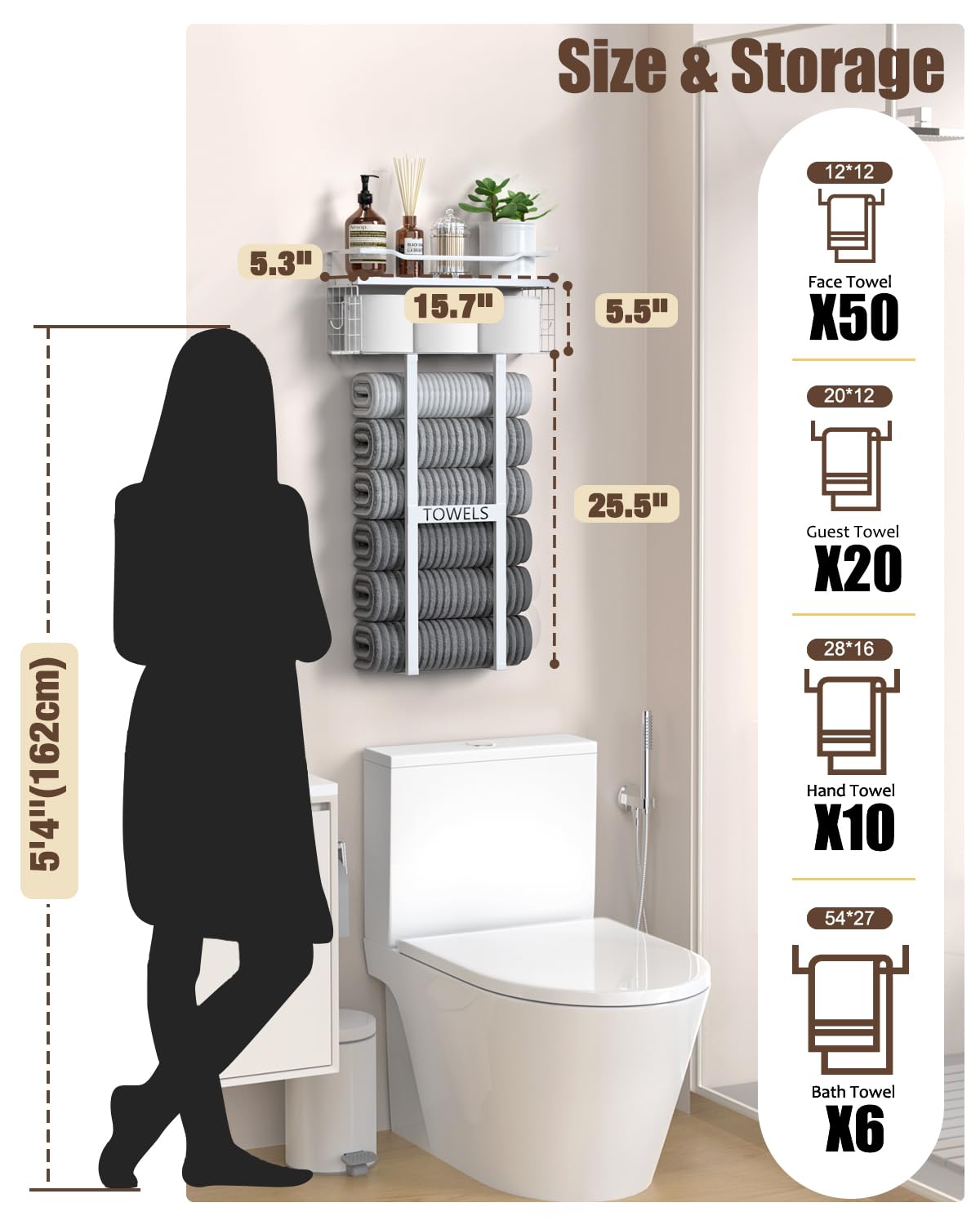 Aetyord bathroom towel storage holds towels and toiletries efficiently.