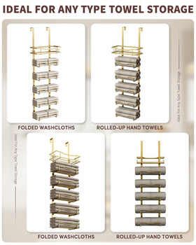Aetyord five-tier towel rack with towels neatly organized