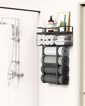 Aetyord floating shelf towel organizer with decorative items