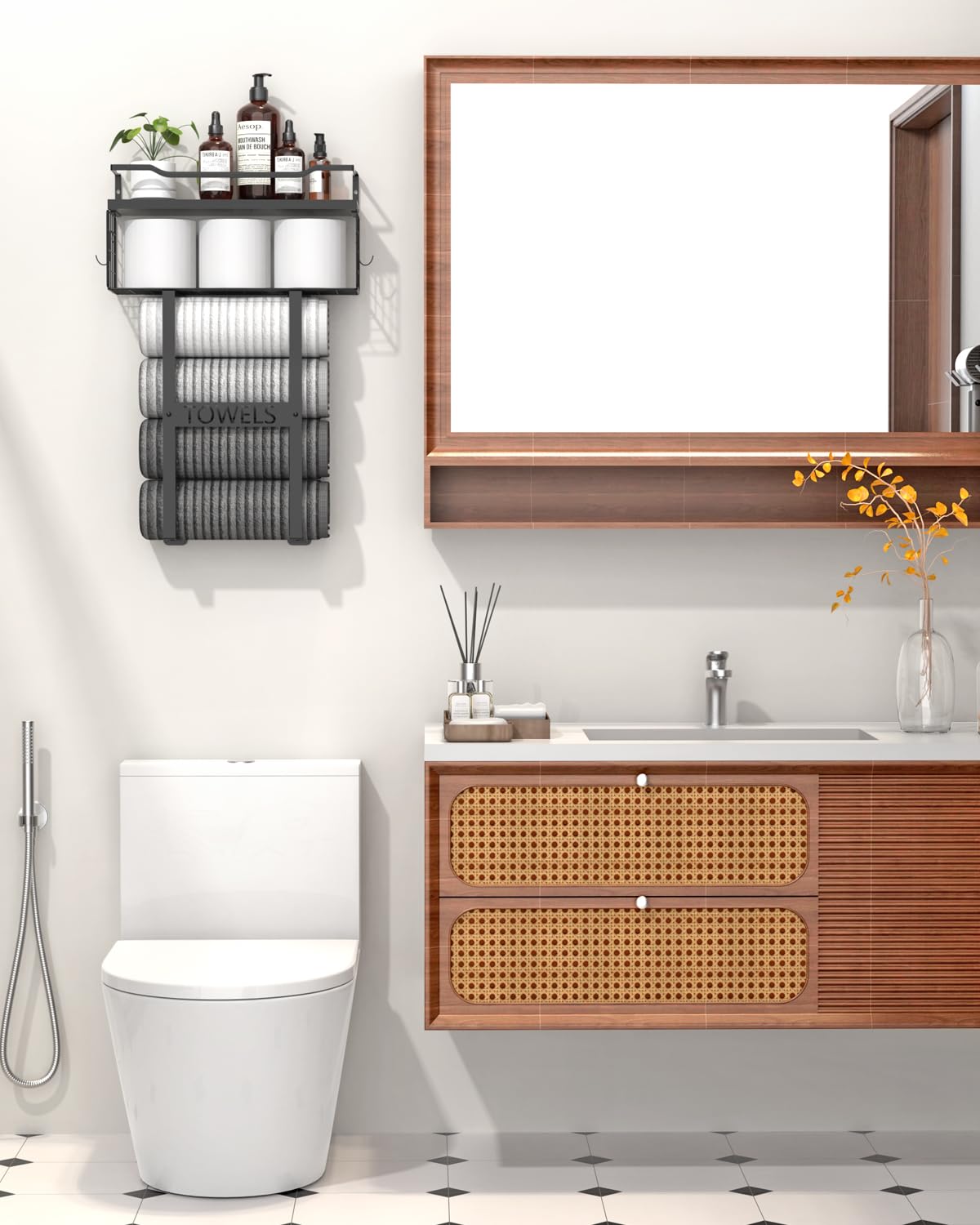 Aetyord modern black towel rack complements contemporary decor