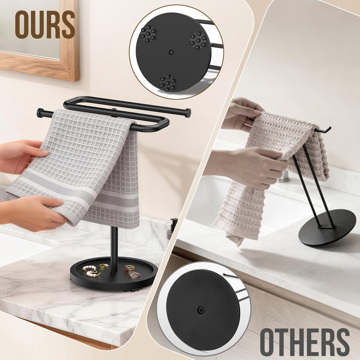 Aetyord Z-Shape towel holder offers tool-free assembly for quick setup.