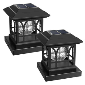 AEYANZZ fence post light with crackle glass glow for romantic garden accents